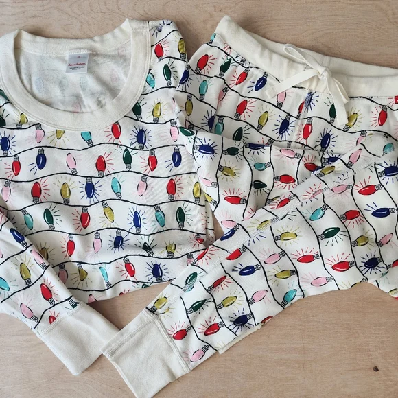 Hanna Andersson Bright Bulbs Unisex Long John Jogger Pajama Set Adult XS - Picture 1 of 11